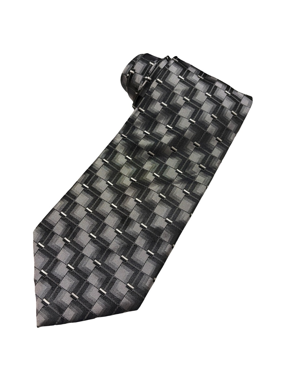 Black Gray Geometric All Silk Wide Men’s Tie 4" Croft & Barrow